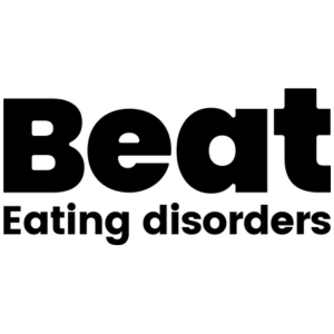 Black-and-white Beat Eating Disorders logo with the word ‘Beat’ in large bold letters and ‘Eating disorders’ in smaller bold text underneath.