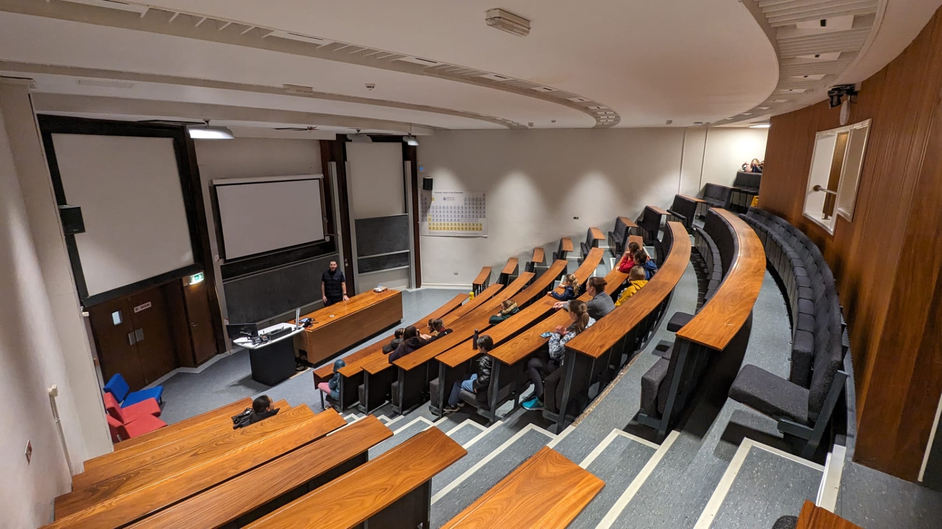 wicketz participants being shown around a lecture theatre whilst touring the university of bristol campus
